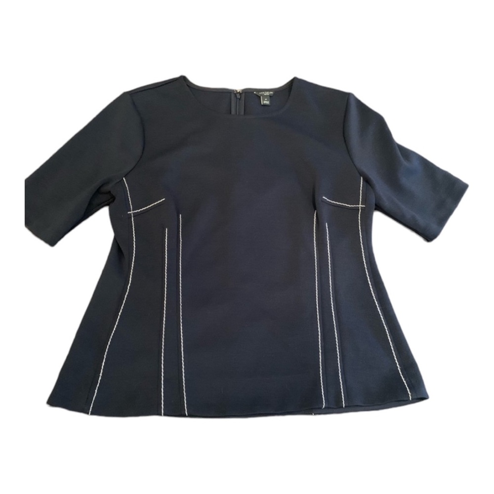 Ann Taylor size LP peplum navy blue top with darts. Super cute!